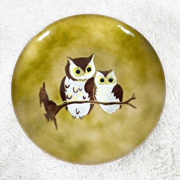 Handcrafted Enamel on Copper Owl Plate 7" Bovano Cheshire Conn USA Vintage MCM - Picture 11 of 11